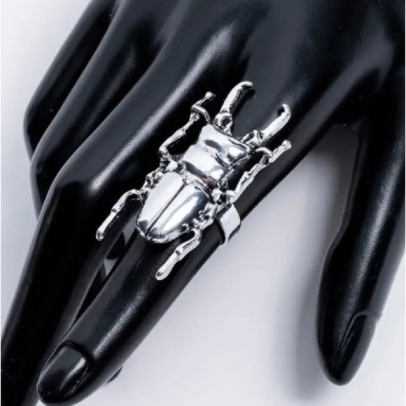 2/$30🌵 Stag Beetle Entomology Antiqued Silver Ring Bug Jewelry NEW Adjustable - Picture 1 of 9